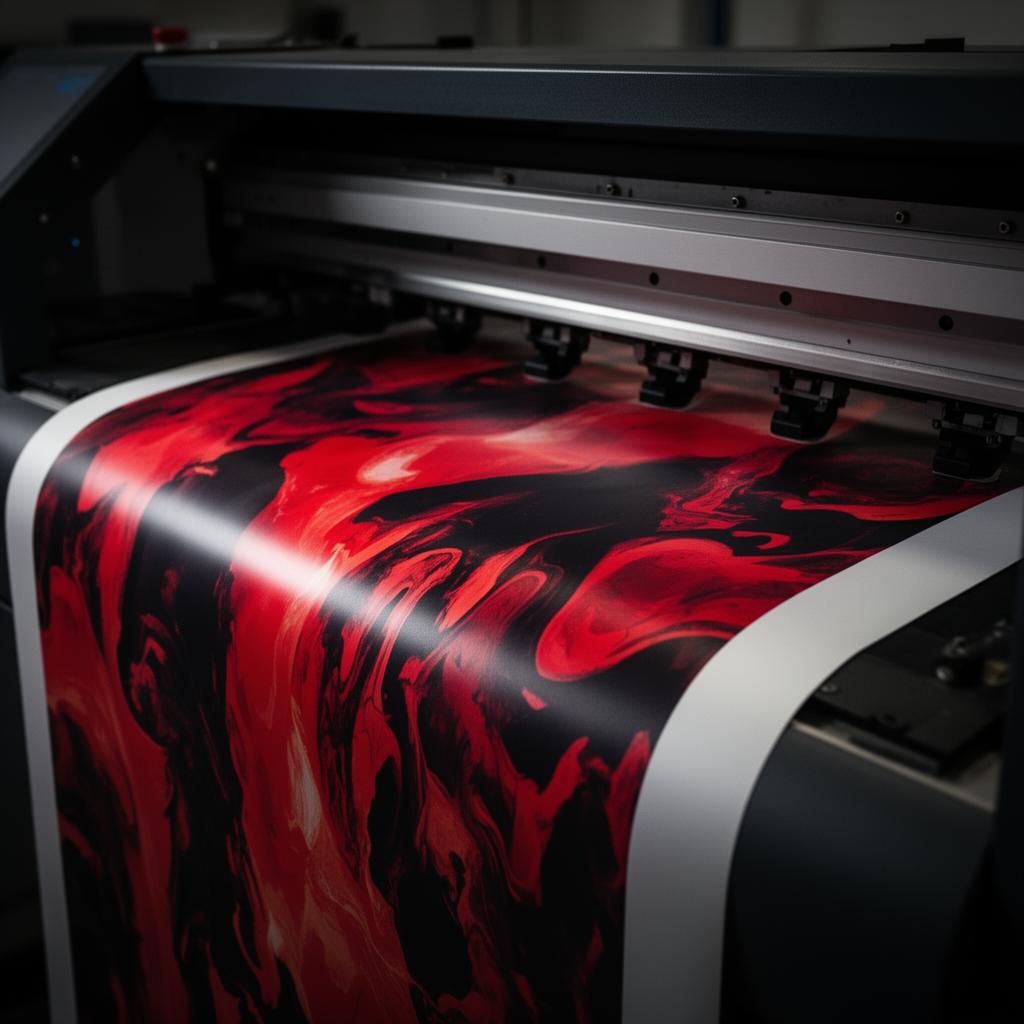 Stampa in sublimazione su tessuto rosso e nero